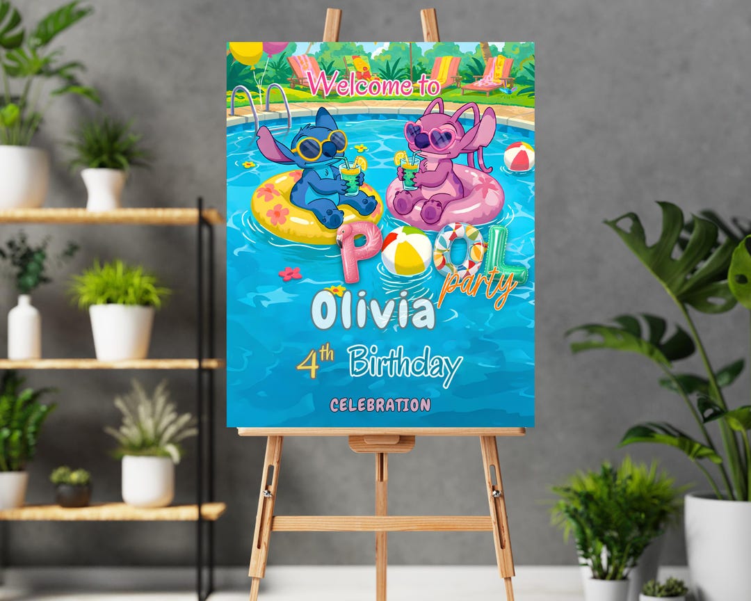 Stitch Sign In Stitch Welcome to Pool Birthday Party Lilo & Stitch Birthday Welcome ...