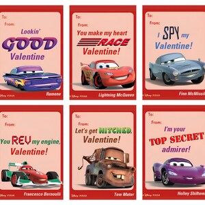 Cars Valentines Day Card Cars Tags per San Valentino Cars theme Bambini Divertenti biglietti di San Valentino per la scuola Car Lightning McQueen Valentine Day card