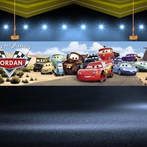 Cars Birthday Party Welcome banner Cars Lightning McQueen Birthday banner Race Car Banner Car welcome banner Cars 2x6 feet banner Racing image 4