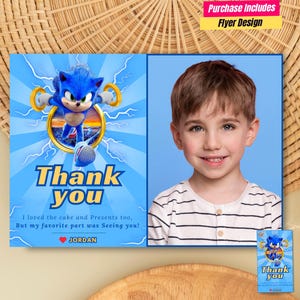Sonic Foto Dankeschön-Karte Instant Download Sonic Dankeschön Karten Fotoeinladung Gamer Sonic Bild Dankeschön