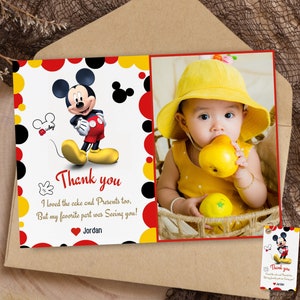 Micky Maus Danke Fotokarte Micky Maus Wertschätzung Karte Micky Maus Dankbarkeitskarte Micky Rückgabe Geschenktüte Micky Maus Geschenkanhänger