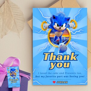 Carte de remerciement Super Sonic à téléchargement immédiat Carte de remerciement Sonic le hérisson Invitation Sonic Carte-cadeau Sonic Carte de remerciement Sonic Gamer
