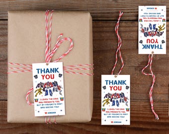 Printable Transformers birthday tag Transformers thank you tag template Printed Invitation Transformers thanks for coming birthday sticker