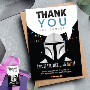 Carte de remerciement Mandalorian Star wars Carte de remerciement Mandalorian d'être venu Carte grogu Star wars C'est une façon de faire la fête Carte d'anniversaire Star War