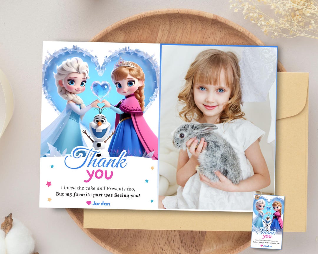 Frozen Birthday Photo Thank You Princess Elsa Girl Photo Evite Frozen ...