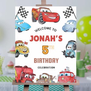 Cars Birthday Party Welcome Sign Cars Lightning Birthday Welcome McQueen Birthday Party Sign Cars Birthday Party Invitation, Cars Lightning