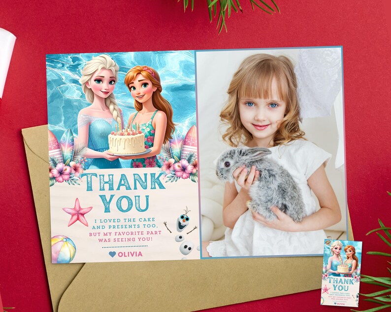 Frozen Thank You Photo Card Princess Elsa Girl Evite Frozen Birthday ...