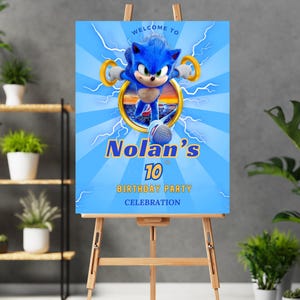 Sonic welcome birthday card Download immediato Sonic the Hedgehog benvenuto al mondo modello annuncio nascita Sonic benvenuto board gamer