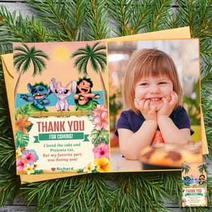 Lilo & Stitch cartão de agradecimento com foto Cartão de agradecimento com foto para impressão Stitch convite Stich cartões de agradecimento com foto convite Pic