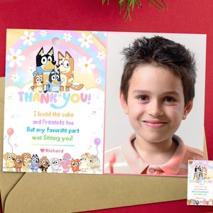 Blue Puppy Thank You Card Tag Blue Dog Thank You Cards Blue Dog Photo Thank You Note Pet Photo Appreciation card Blue Dog return gift label
