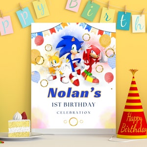 Carte d'anniversaire de bienvenue Sonic à téléchargement immédiat Modèle de faire-part de naissance Bienvenue dans le monde Sonic, Bienvenue dans le jeu de société Sonic