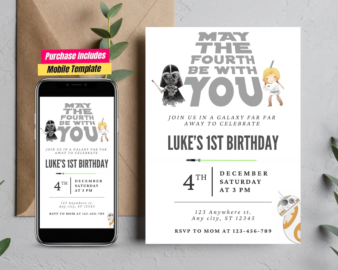 Custom Star Wars Birthday Invitation May the Fourth Be With You ...