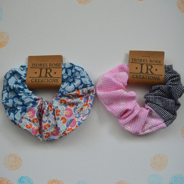 Scrunchies from Scraps, slow fashion recycled fabric scrunchies, cotton hair accessories