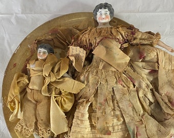 Antique Mother and Child Porcelain Dolls