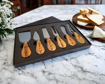 Charcuterie Cheese Knives Personalized Gift Set Wedding Gift Housewarming Birthday Gift Cheese Knife Set of 6 Serving Knives Laser Engraved