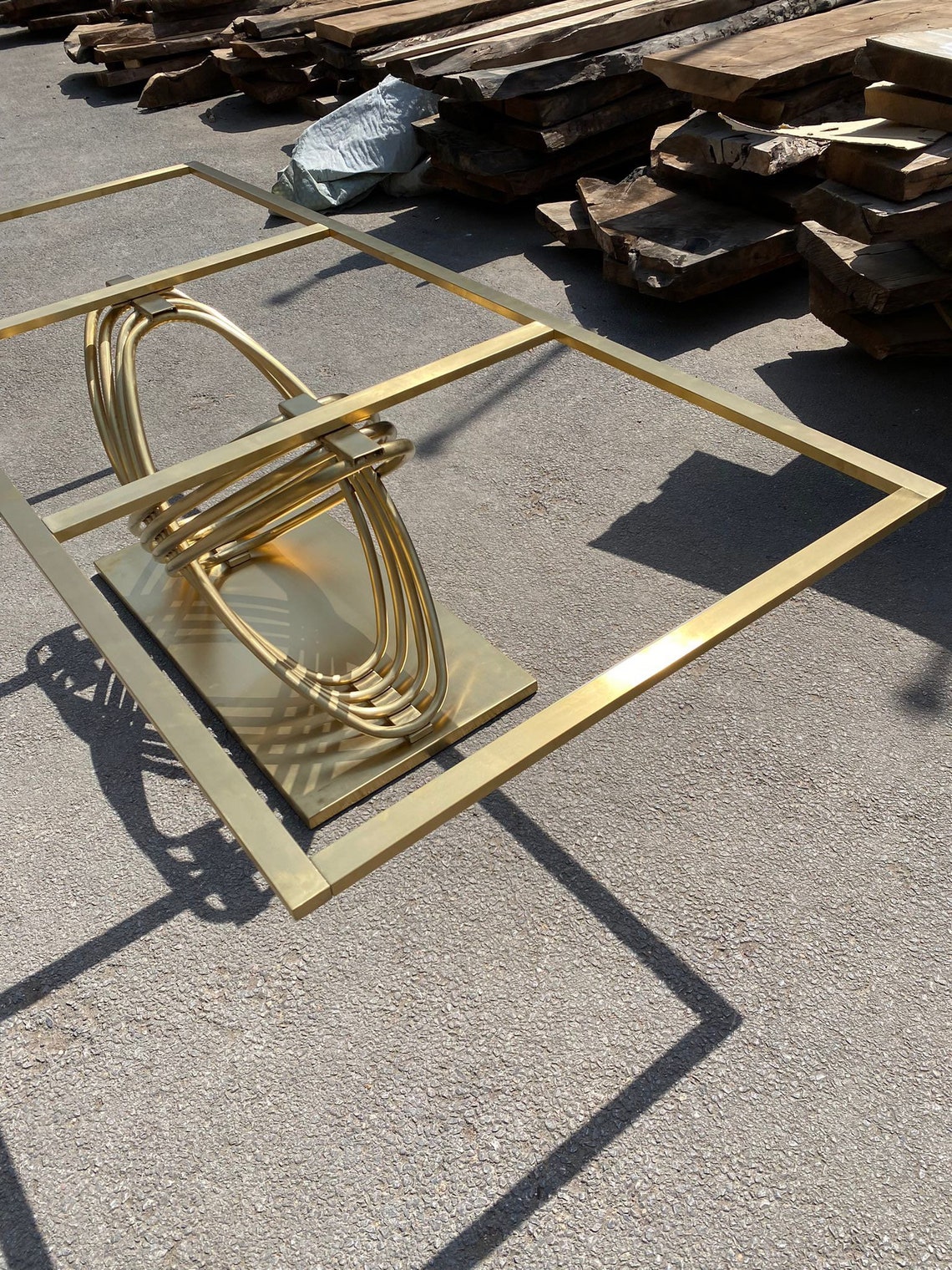 Matte Gold Table Legs, Stainless Steel Pedestal Matte Gold Table Base