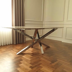 Stainless Steel Spider Style Legs, Crossed Stainless Steel Maldivian Table Base, Custom Unique Table Base, Maldivian Dining Table Base