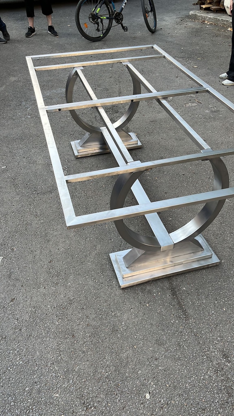 U Shape Brushed Chrome Table Base, Table Legs, Metal Brushed Table Legs