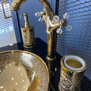 Zahnbürstenhalter aus massivem Messing, Albrifin S Lack lackiert, Badbürstenhalter, Messing Gold Zahnbürstenhalter | STD 003