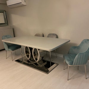 Florence Table Legs, Custom Polished Chrome Table Legs, Unique Table Base, Florence Dining Table Base, Custom Dining Table Base for Stone