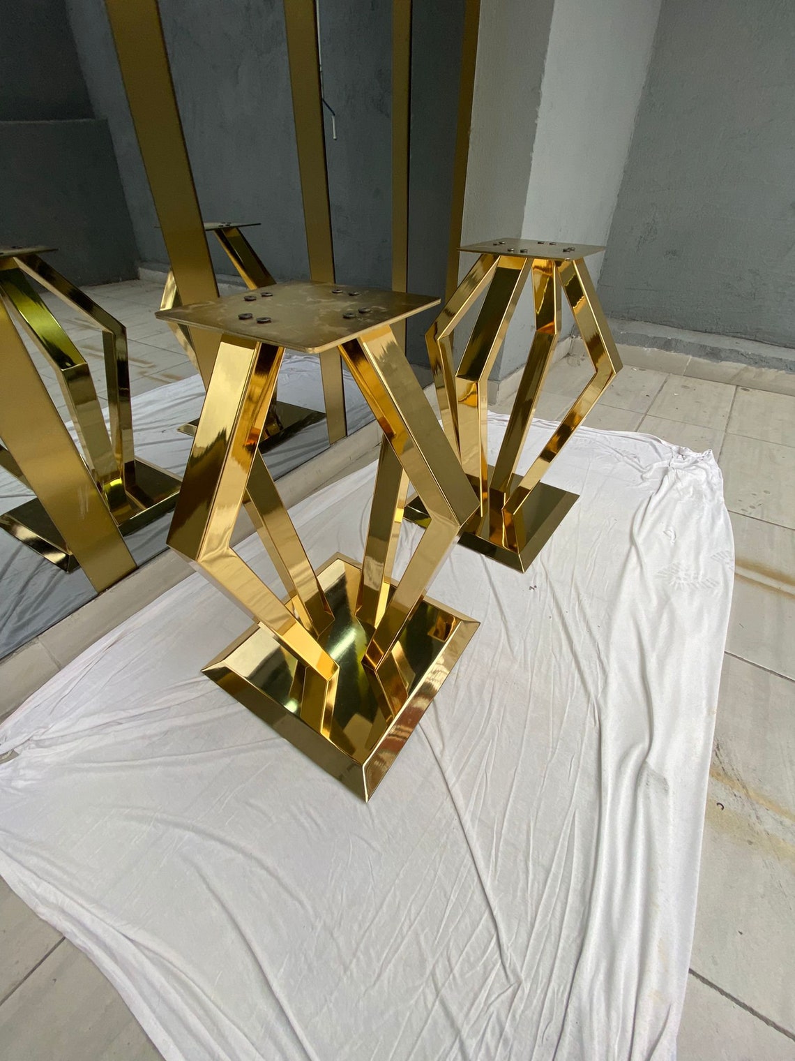 Stainless Steel Shiny Gold Plated Table Legs, Metal Shiny Brass Gold