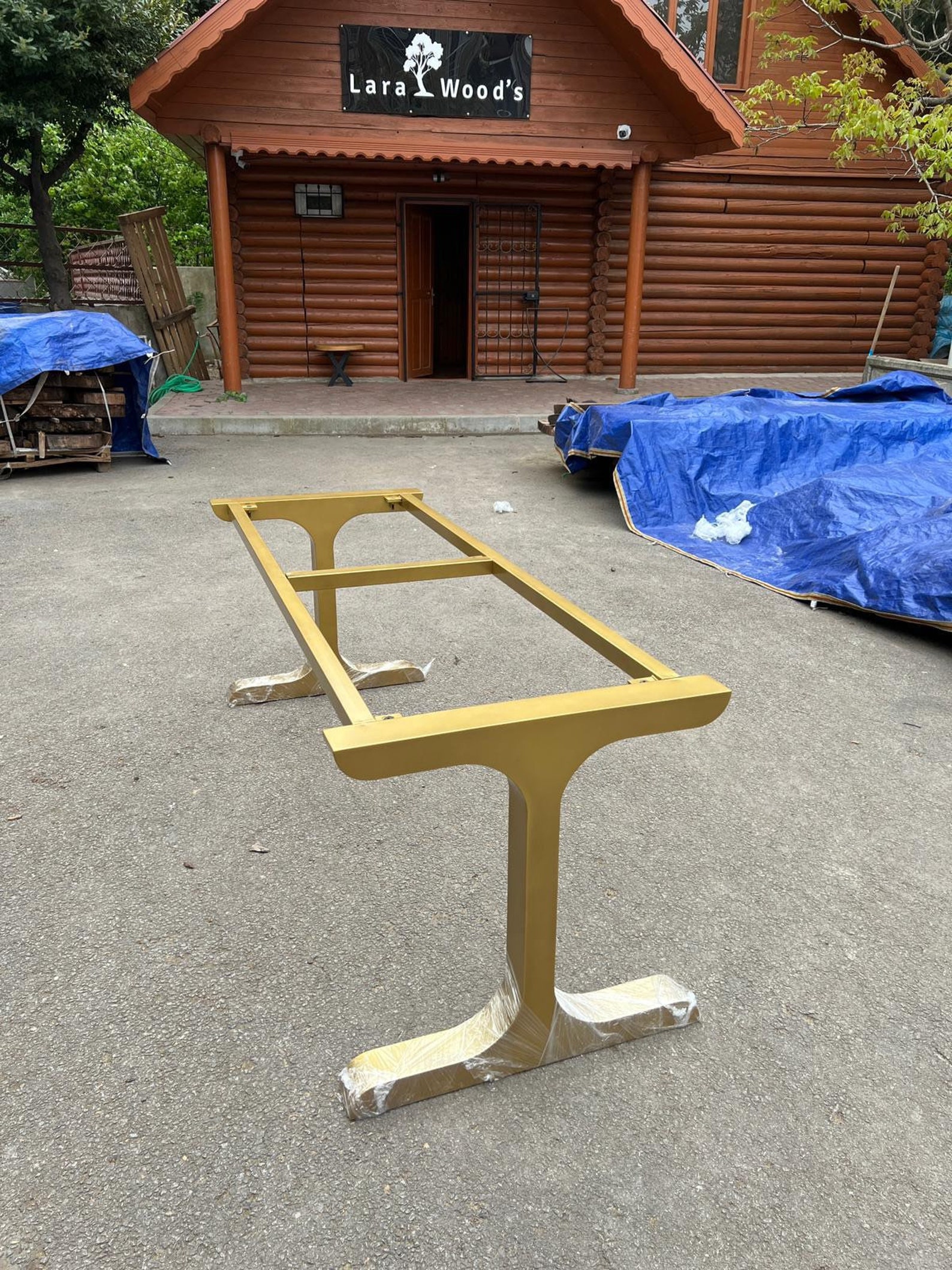 Brushed Gold T Shape Steel Table Legs, Metal Table Legs, Modern Design