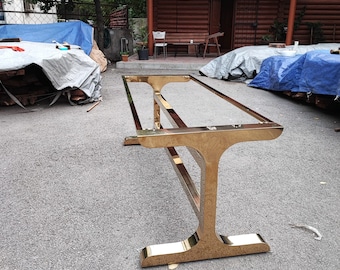 Shiny Brass Gold T Shape Steel Table Legs, Metal Table Legs, Modern Design Table Legs, Dining Table Legs, Modern Gold Legs for Marble Table