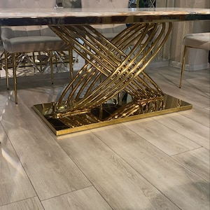 Stainless Steel Shiny Gold Table Legs, Modern Brass Gold Dining Table Legs, Titanium Gold Dining Table Legs, Custom Gold Pedestal Base