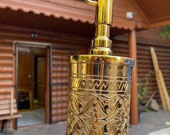 Massiver Messing Seifenspender, Vergoldeter Luxus Seifenspender Albrifin S Lack lackiert, Spülbecken Glänzender Gold Seifenspender | STD 003