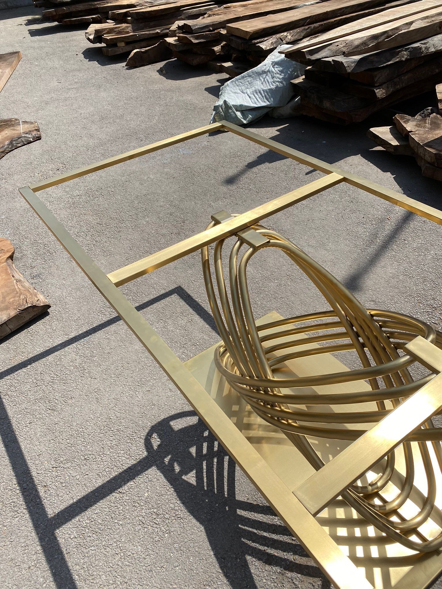 Matte Gold Table Legs, Stainless Steel Pedestal Matte Gold Table Base