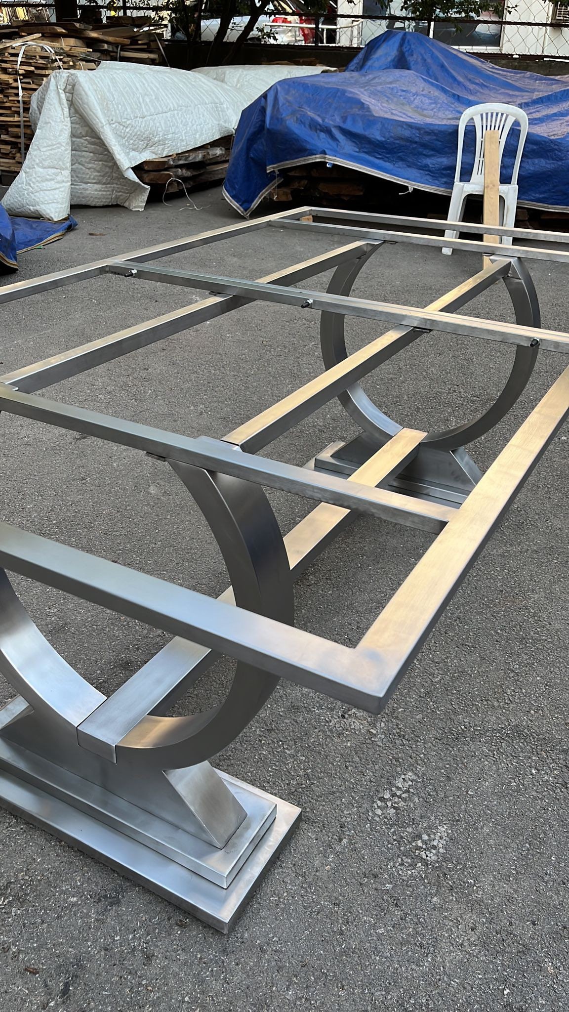 U Shape Brushed Chrome Table Base, Table Legs, Metal Brushed Table Legs