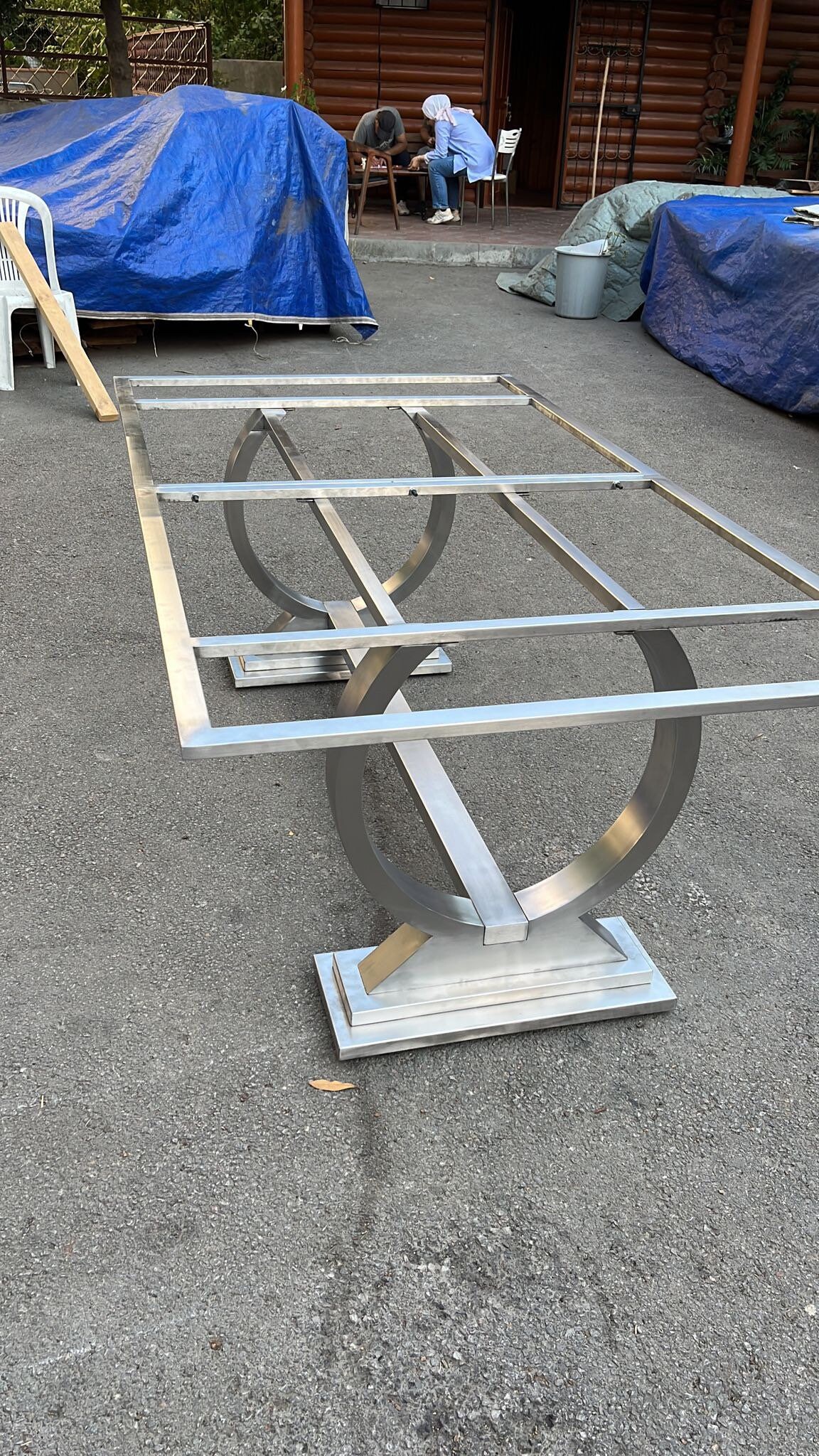 U Shape Brushed Chrome Table Base, Table Legs, Metal Brushed Table Legs