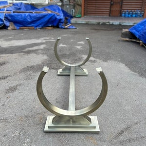 U Shape Brushed Bronze Table Base, Table Legs, Metal Bronze Table Legs, Custom Table Legs, Bronze Dining Table Legs for Glass Table top