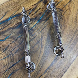 Flush Barn Door Handle, Solid Brass Polished Chrome Villa Door Entry Handle, Luxury House Door Handle, Modern Entrance Door Handle | STD 080