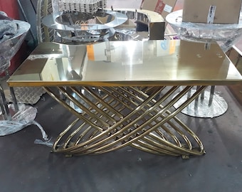 光沢のあるゴールドのテーブル脚（2個セット）：ステンレススチール製