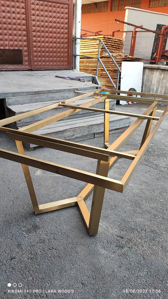 Steel Brass Gold Table Legs, Matte Gold Metal Table Legs, Brass Gold Table  Legs, V Shape Black Dining Table Legs, Base for Heavy Table - Etsy