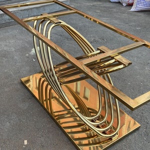 Stainless Steel Shiny Gold Table Legs, Shiny Gold Table Legs, Modern Gold Pedestal Base, Shiny Brass Dining Table Legs for Quartz Marble