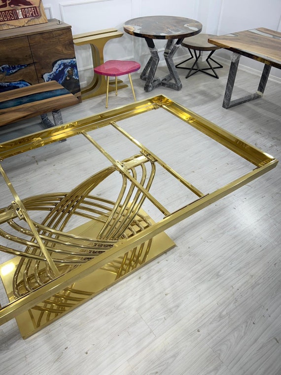 Gold metal 2024 dining table base
