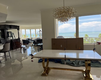 U Shape Marble Tabletop Base, STAINLESS STEEL Table Legs, Metal Shiny Gold Table Legs, Modern Gold Table Legs, Brass Dining Table Legs