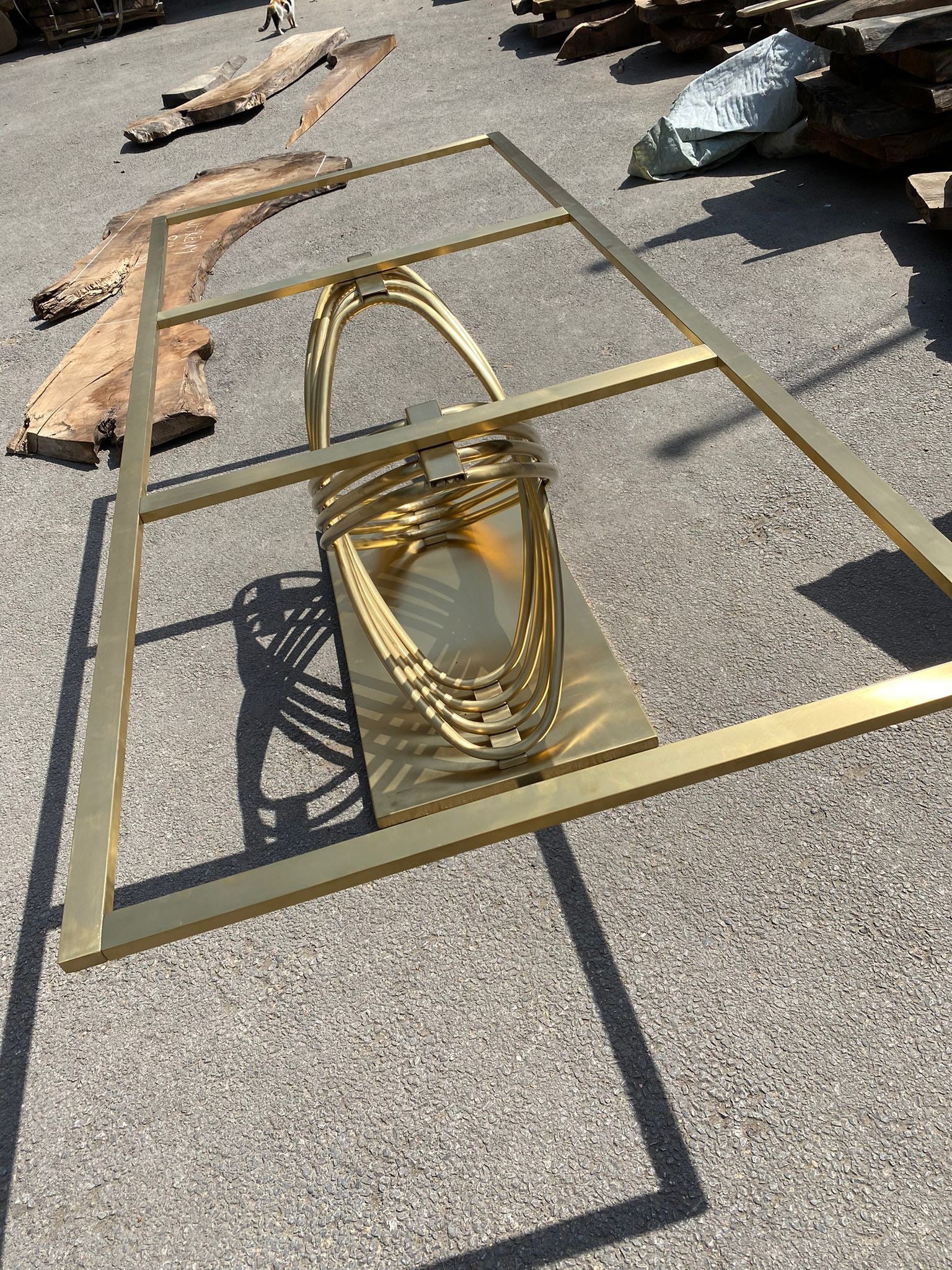 Matte Gold Table Legs, Stainless Steel Pedestal Matte Gold Table Base