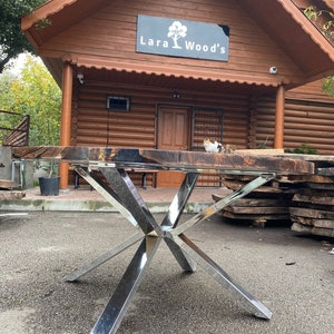 Stainless Steel Spider Style Polished Chrome Legs, Modern Crossed Table Base, Custom Legs, Polished Chrome Legs for  Round Dining Table Base