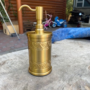 Solid Brass Soap Dispenser, Gold Luxury Soap Dispenser Albrifin S Varnish Lacquered, Kitchen Sink Shiny Gold Soap Dispenser | STD 011