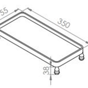 K&ouml;nnte beinhalten: Ein rechteckiges Tablett aus Metall mit vier kleinen F&uuml;&szlig;en, das 39,4 cm x 35 cm misst. Das Tablett ist aus silberfarbenem Metall gefertigt und hat einen leicht erh&ouml;hten Rand.