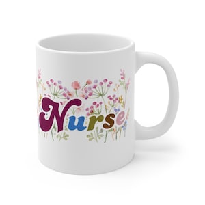Caneca Floral Nurse: Xícara de Café de Cerâmica de 11oz