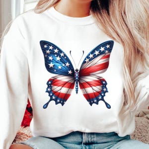 Farfalla patriottica PNG: bandiera americana 4 luglio Clipart (download digitale)