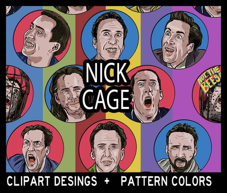 Funny Meme Nicholas Cage Clipart Png Designs and Seamless Pattern for ...