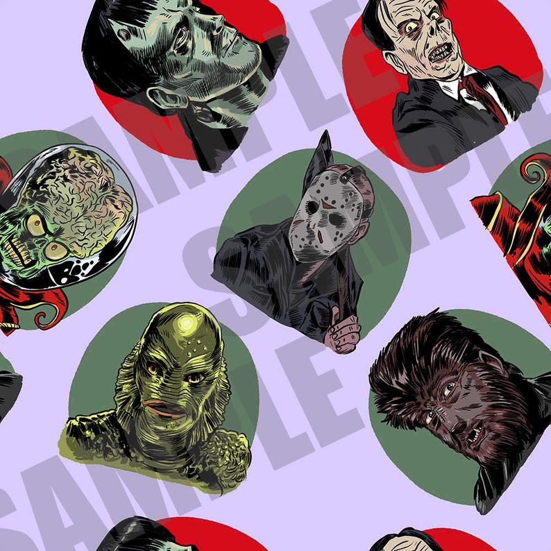Jason Repeating Pattern Halloween Monsters Clipart Png Designs and Seamless Pattern for Fabric ...