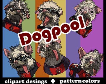 deadpool wolverine dogpool PNG clipart and Seamless pattern  for fabric sublimation digital paper scrapbook journal surface design wallpaper
