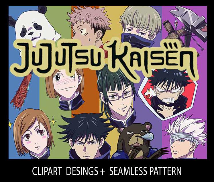 Jujutsu Kaisen  patterns images set 2 clipart png and Seamless pattern  for fabric sublimation digital paper scrapbook journal surface