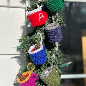 Handmade Crochet Christmas Ornament & Miniature Hot Chocolate and Apple Cider with Cinnamon Sticks in your Favourite Colour